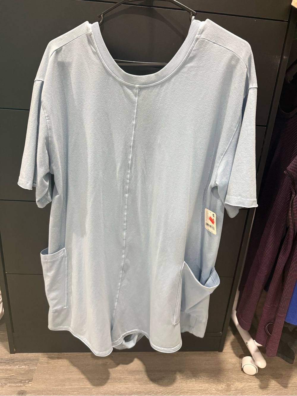 Free People Hot Shot Tee romper size small, color steel blue NWT